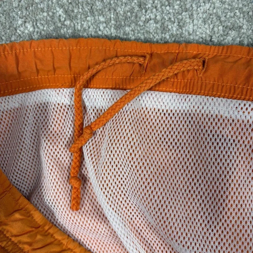 Nike Swim Trunks Mens Large Orange Grey Colorblock Mesh Lined 9 Inseam Shorts